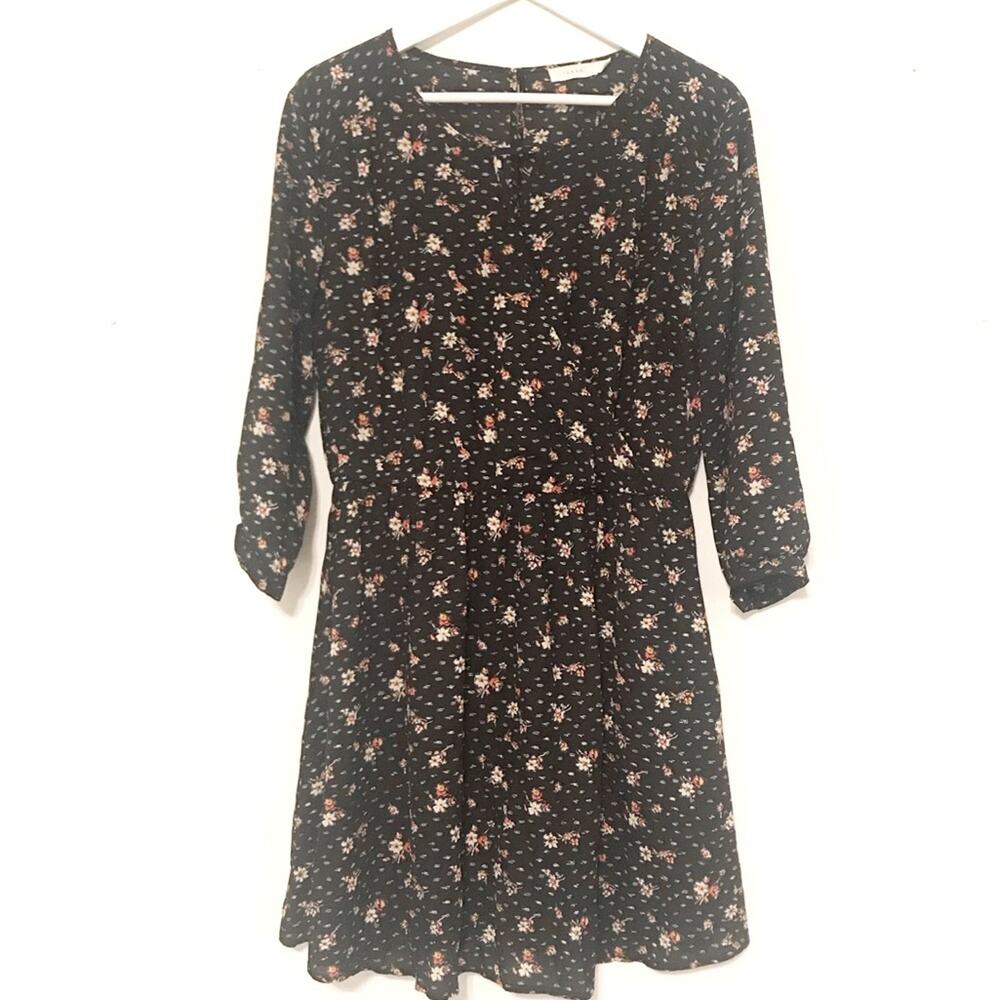 Lush black dress w/ floral pattern SZ L